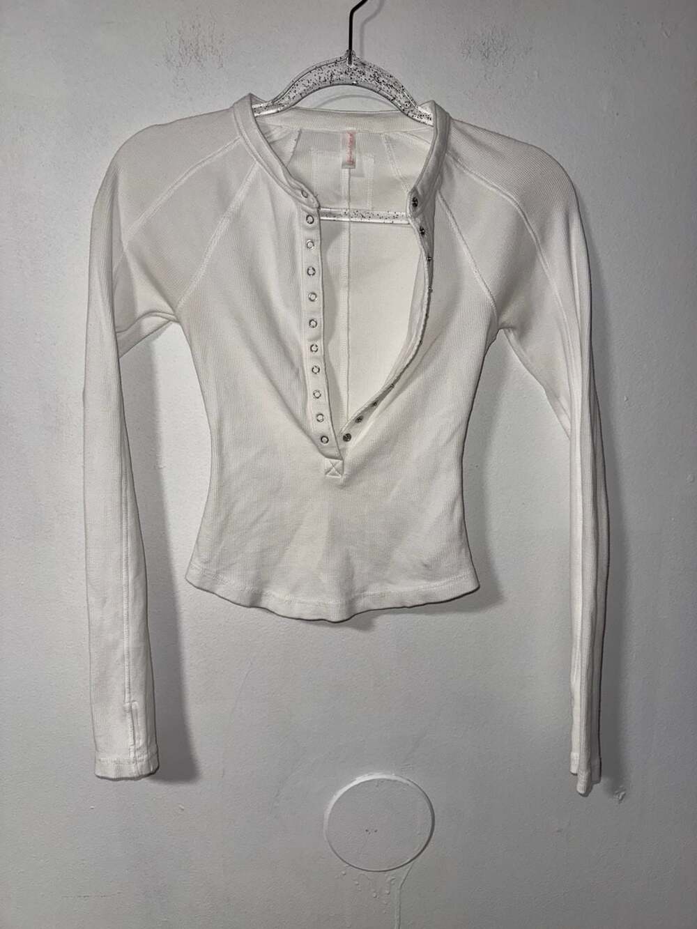 FP Movement Kick Off Layer Henley Size XS White Snap Front Ribbed Top